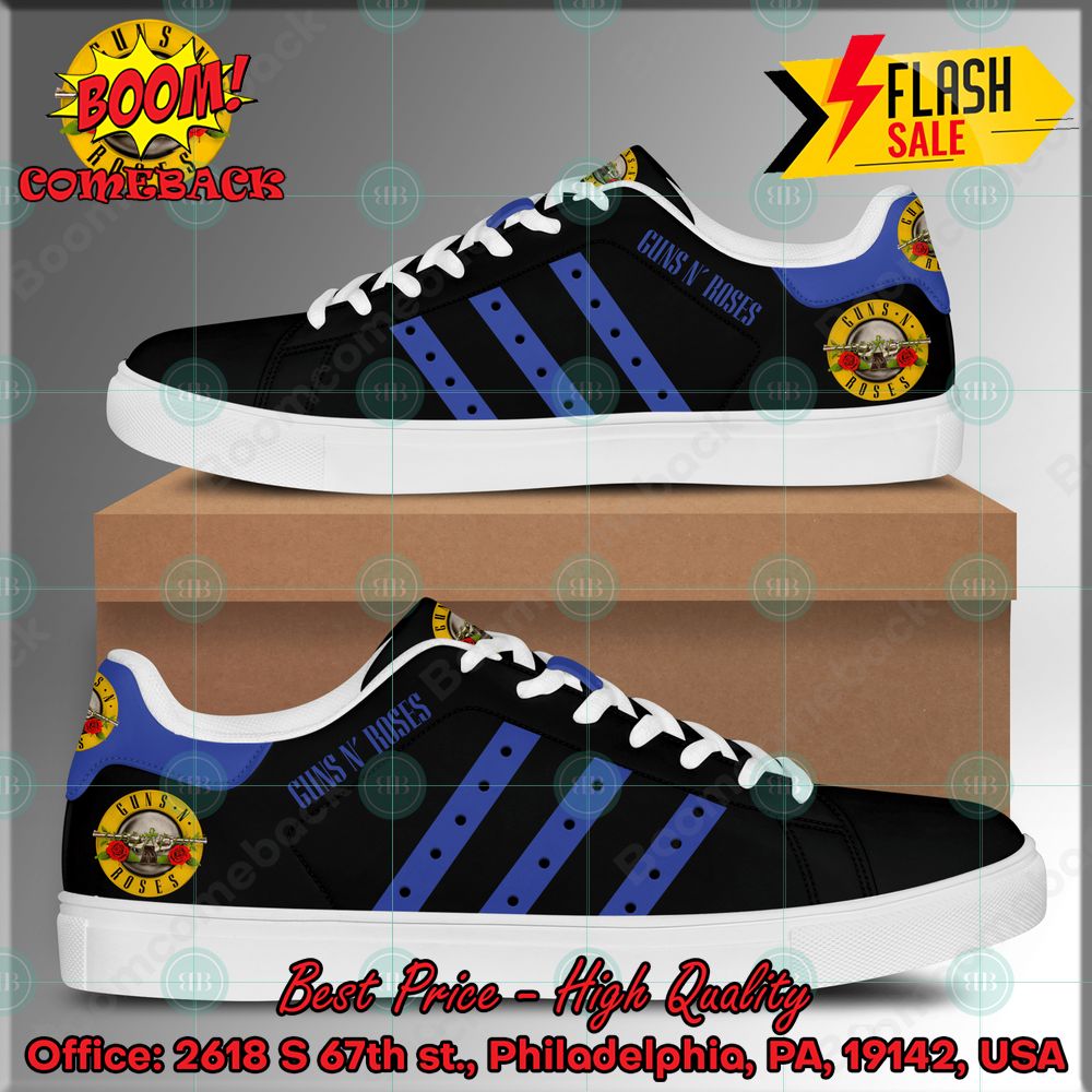 Guns N' Roses Hard Rock Band Navy Stripes Custom Adidas Stan Smith Shoes