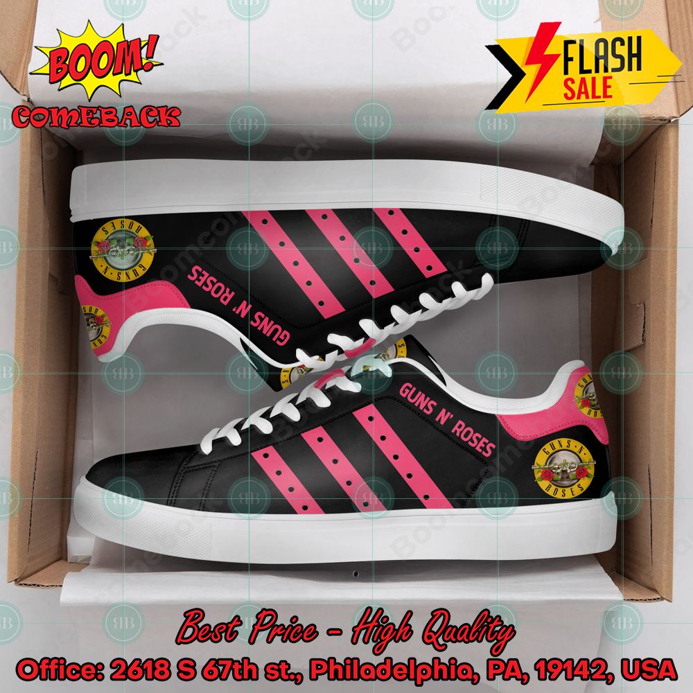 Guns N' Roses Hard Rock Band Pink Stripes Style 1 Custom Adidas Stan Smith Shoes