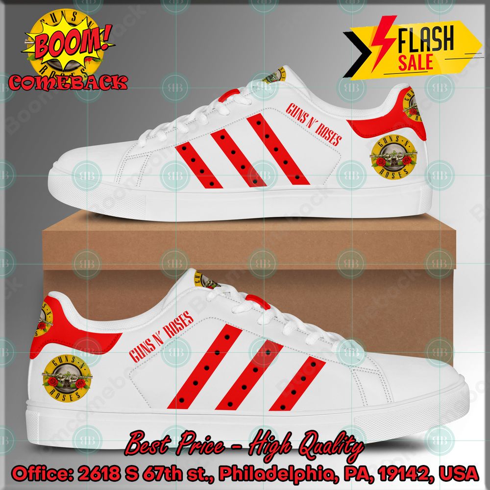 Guns N' Roses Hard Rock Band Red Stripes Style 1 Custom Adidas Stan Smith Shoes