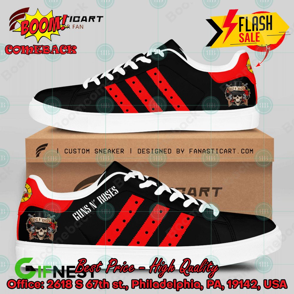Guns N' Roses Hard Rock Band Red Stripes Style 3 Custom Adidas Stan Smith Shoes