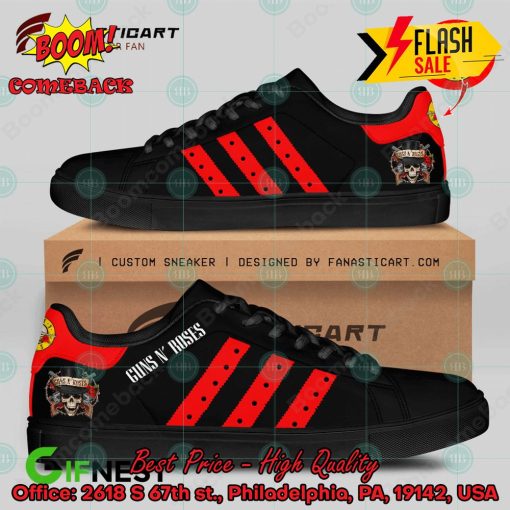 Guns N’ Roses Hard Rock Band Red Stripes Style 4 Custom Adidas Stan Smith Shoes