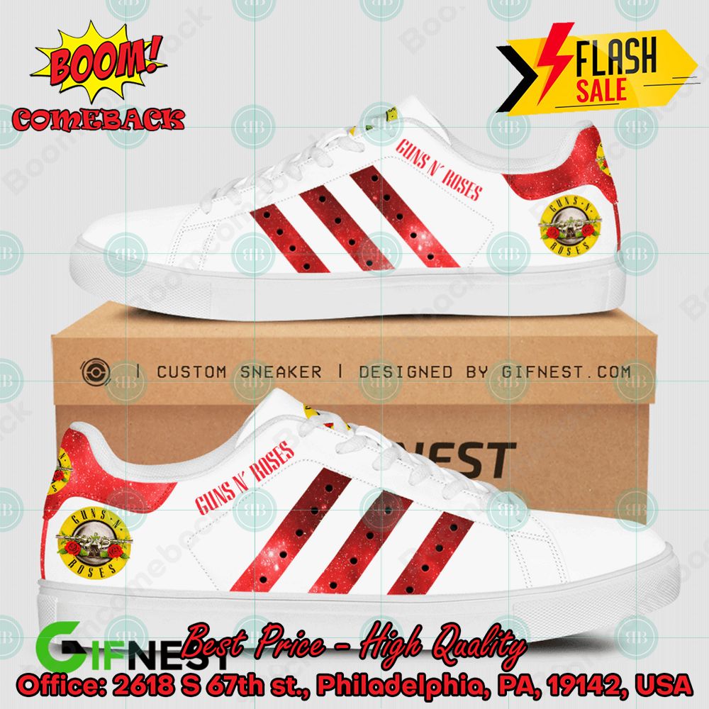 Guns N' Roses Hard Rock Band Red Stripes Style 4 Custom Adidas Stan Smith Shoes