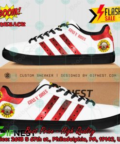 guns n roses hard rock band red stripes style 5 custom adidas stan smith shoes 2 rkE3b