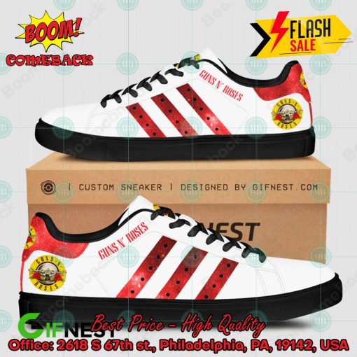 Guns N’ Roses Hard Rock Band Red Stripes Style 5 Custom Adidas Stan Smith Shoes