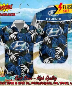 Hyundai Big Logo Tropical Leaves Hawaiian Shirt And Shorts
