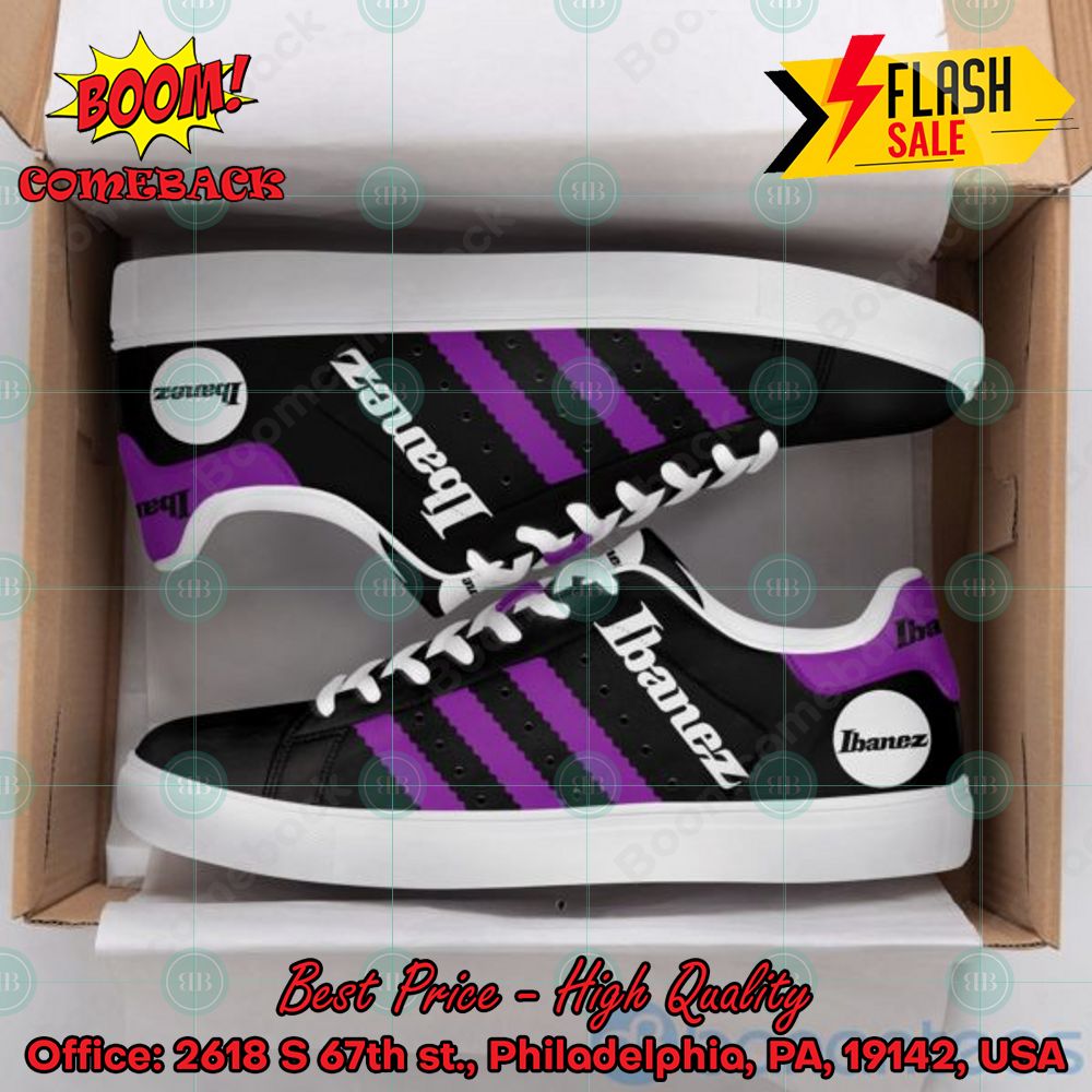 Ibanez Purple Stripes Custom Adidas Stan Smith Shoes