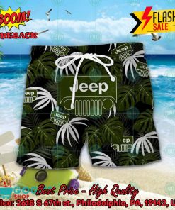 jeep big logo tropical leaves hawaiian shirt and shorts 2 pFhAd