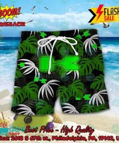 kawasaki big logo tropical leaves hawaiian shirt and shorts 2 XGcjk