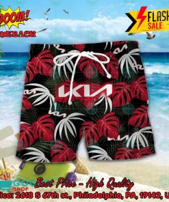 kia motors big logo tropical leaves hawaiian shirt and shorts 2 SAKDu