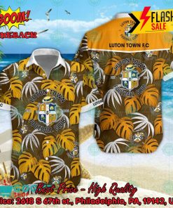 Luton Town FC Big Logo Tropical Leaves Hawaiian Shirt And Shors