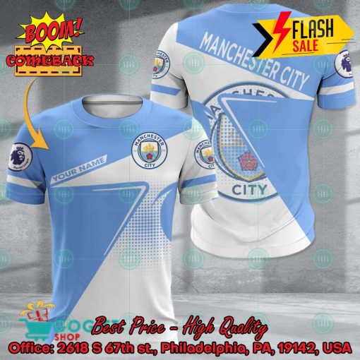 Manchester City FC Big Logo Blur Personalized Name 3D Hoodie Apparel