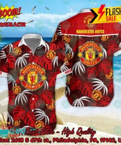 Manchester United FC Big Logo Tropical Leaves Hawaiian Shirt And Shors