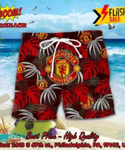 Manchester United FC Big Logo Tropical Leaves Hawaiian Shirt And Shors
