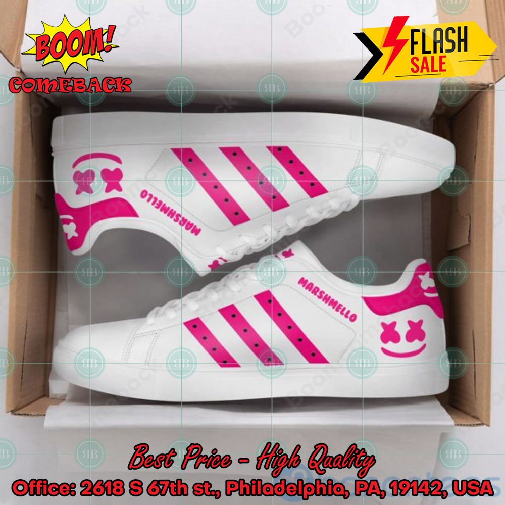 Marshmello Pink Stripes Custom Adidas Stan Smith Shoes
