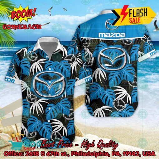 Mazda Big Logo Tropical Leaves Hawaiian Shirt And Shorts