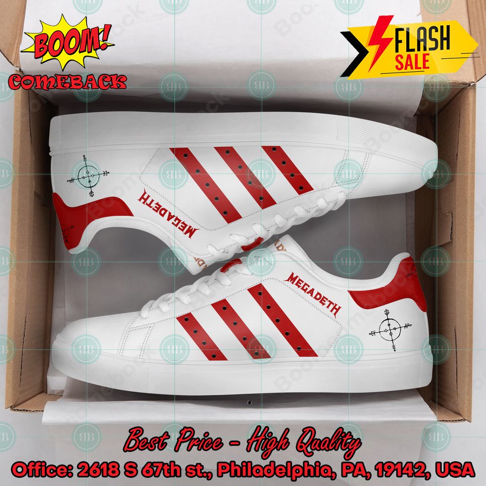 Megadeth Metal Band Red Stripes Style 3 Custom Adidas Stan Smith Shoes