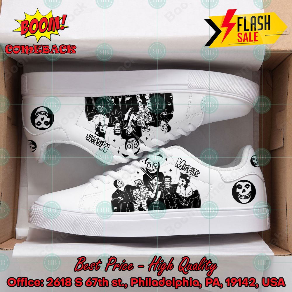 Misfits Punk Rock Band White Custom Adidas Stan Smith Shoes