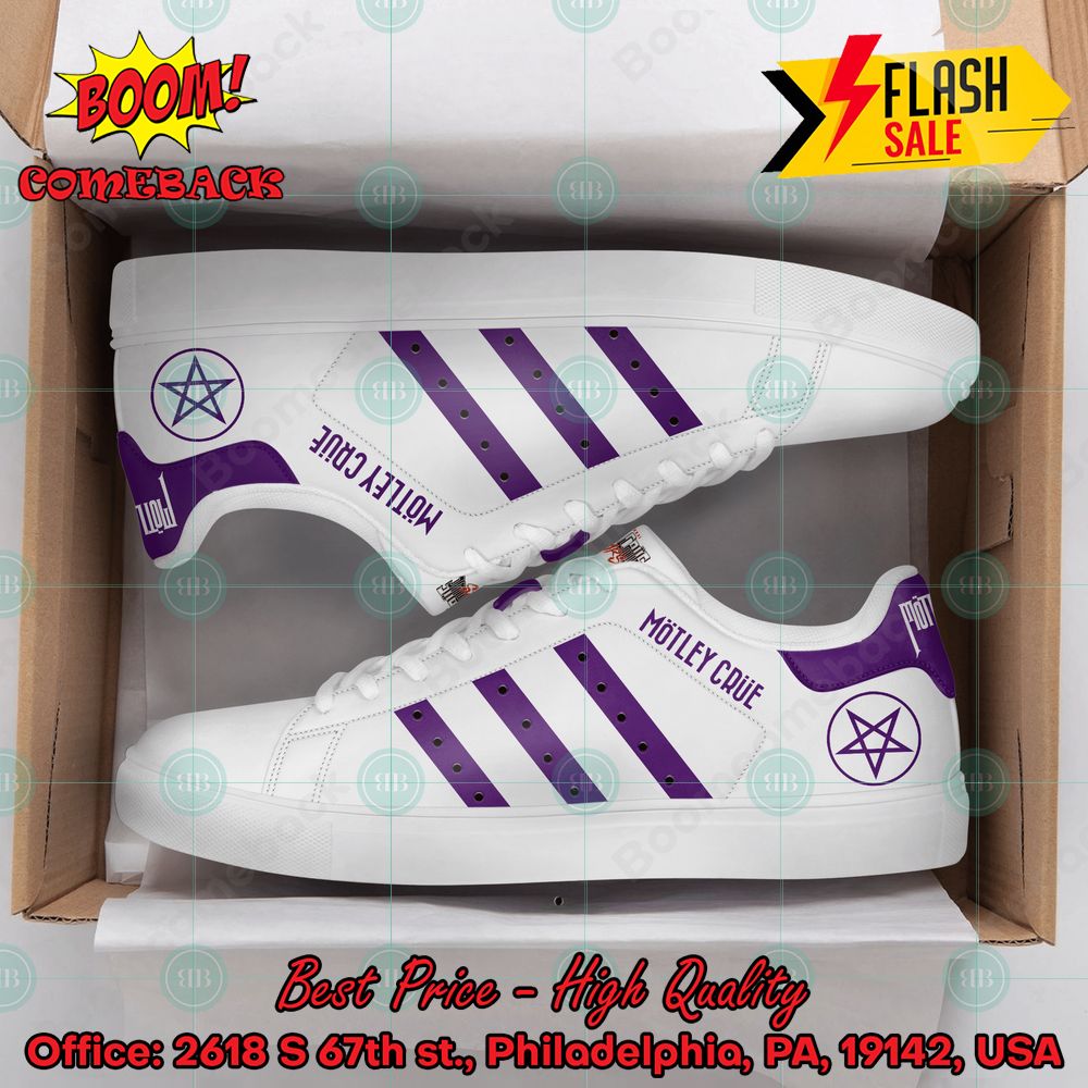 Motley Crue Heavy Metal Band Purple Stripes Style 1 Custom Adidas Stan Smith Shoes