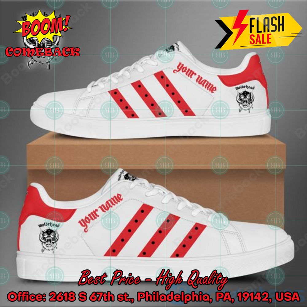 Motorhead Rock Band Red Stripes Personalized Name Style 2 Custom Adidas Stan Smith Shoes
