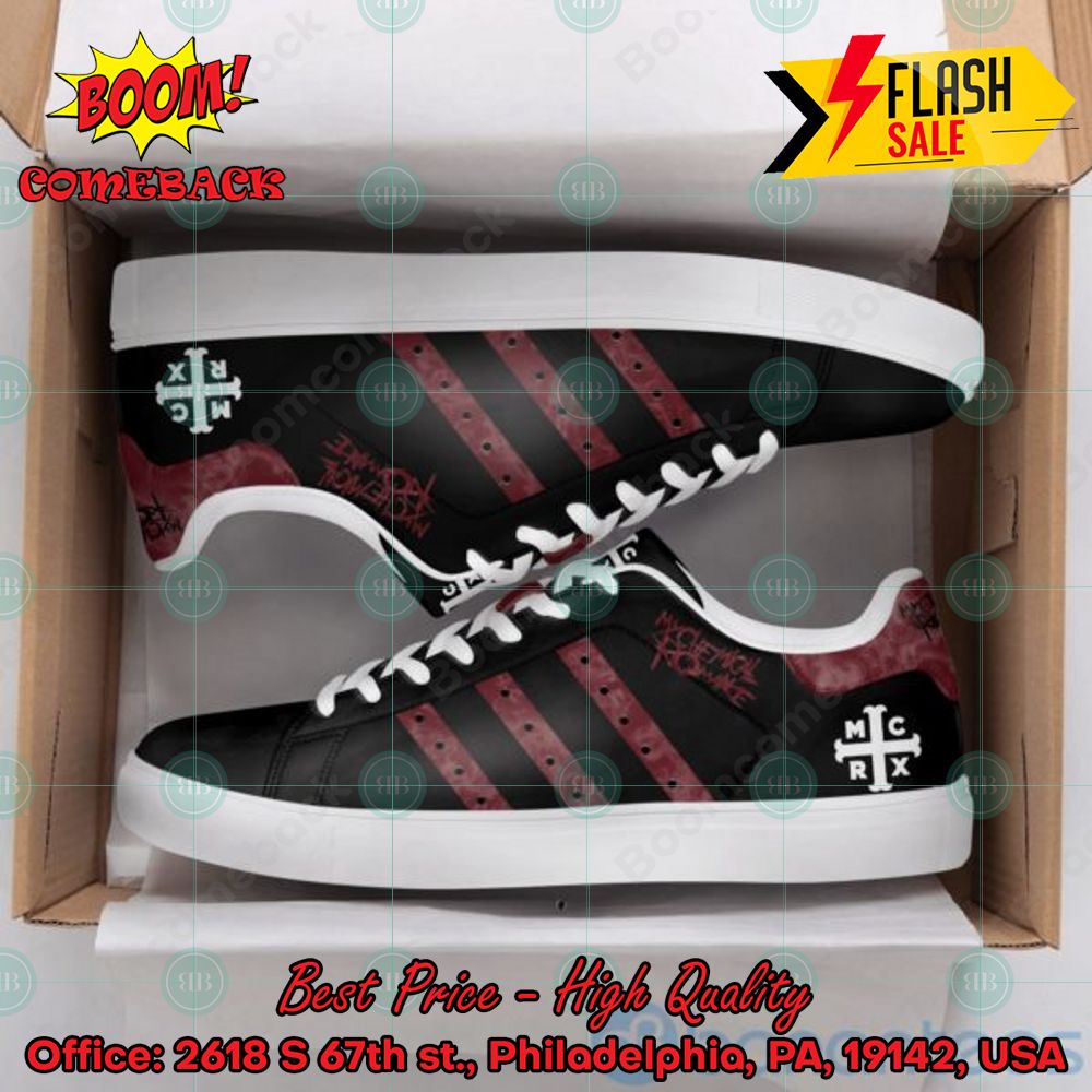 My Chemical Romance Rock Band Brown Stripes Style 2 Custom Adidas Stan Smith Shoes