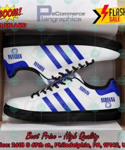 Nirvana Rock Band Blue Stripes Custom Adidas Stan Smith Shoes