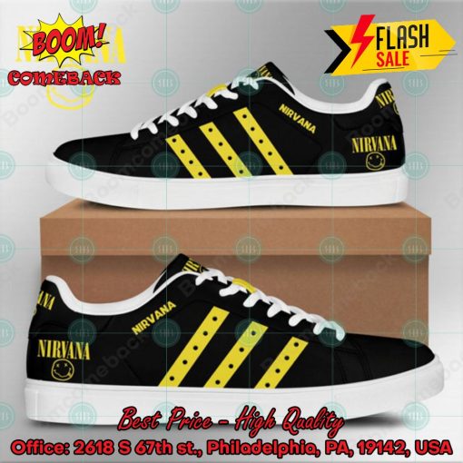 Nirvana Rock Band Yellow Stripes Style 1 Custom Adidas Stan Smith Shoes