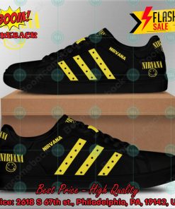 nirvana rock band yellow stripes style 1 custom adidas stan smith shoes 2 8cKj2