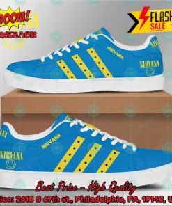 Nirvana Rock Band Yellow Stripes Style 4 Custom Adidas Stan Smith Shoes