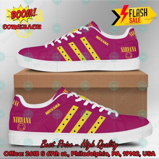 Nirvana Rock Band Yellow Stripes Style 5 Custom Adidas Stan Smith Shoes
