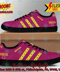 nirvana rock band yellow stripes style 5 custom adidas stan smith shoes 2 T7lCO