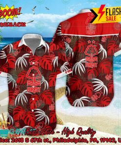 Nottingham Forest FC Big Logo Tropical Leaves Hawaiian Shirt And Shors