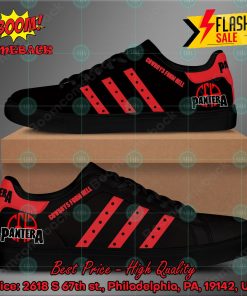 pantera heavy metal band cowboys from hell album red stripes style 2 custom adidas stan smith shoes 2 Ix4oo