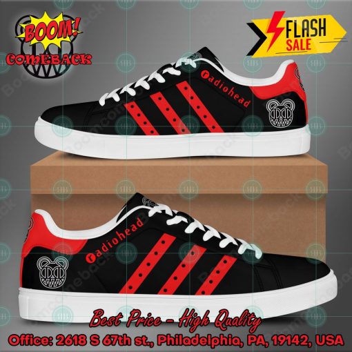 Radiohead Rock Band Red Stripes Style 2 Custom Adidas Stan Smith Shoes