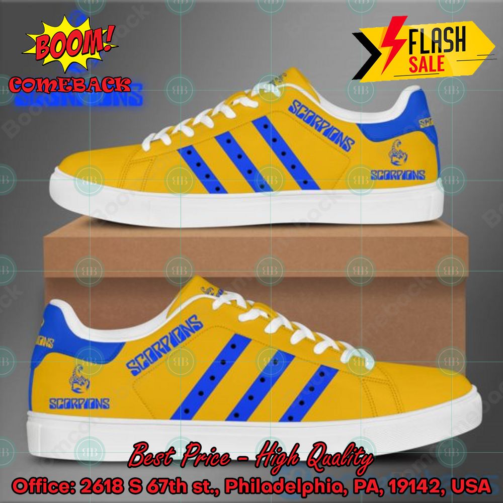 scorpions hard rock band blue stripes style 3 custom adidas stan smith shoes 1 18LrT