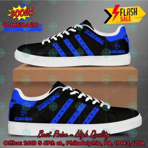Scorpions Hard Rock Band Blue Stripes Style 4 Custom Adidas Stan Smith Shoes