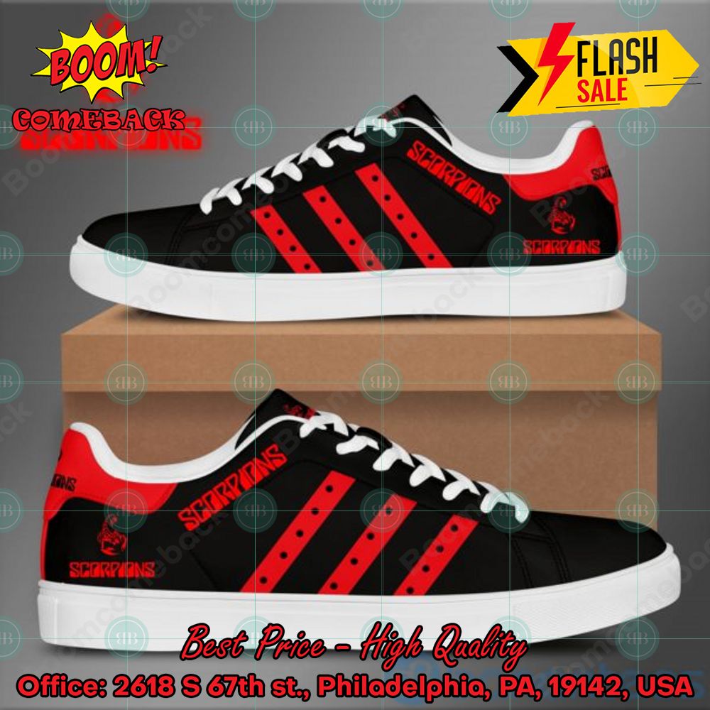 Scorpions Hard Rock Band Red Stripes Style 1 Custom Adidas Stan Smith Shoes