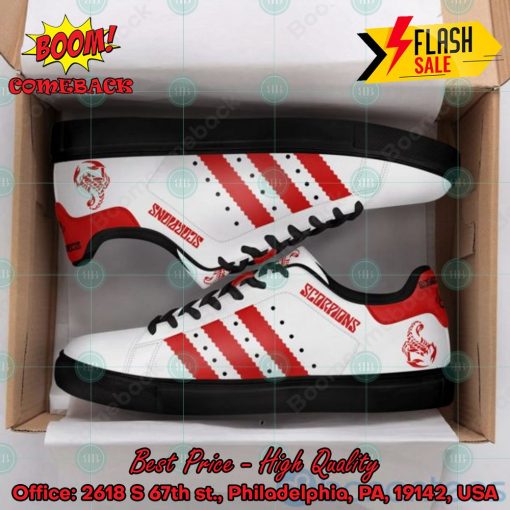 Scorpions Hard Rock Band Red Stripes Style 5 Custom Adidas Stan Smith Shoes