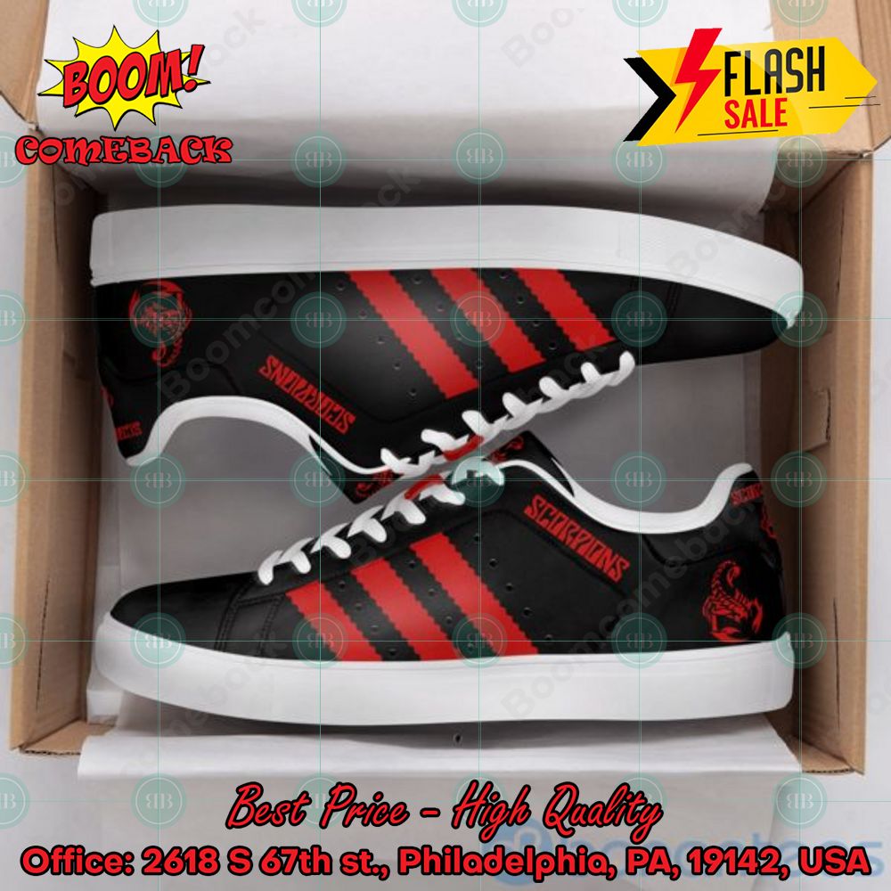 Scorpions Hard Rock Band Red Stripes Style 6 Custom Adidas Stan Smith Shoes