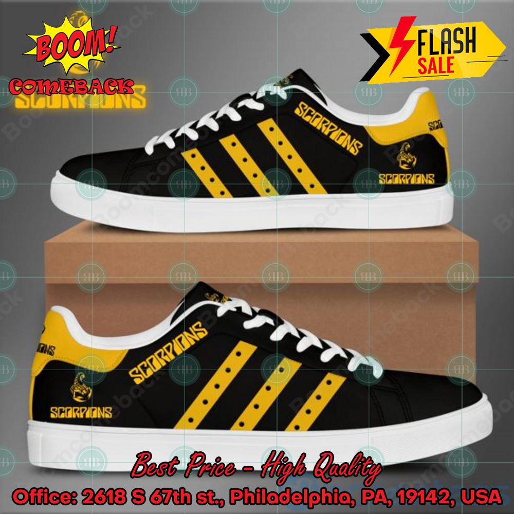 Scorpions Hard Rock Band Yellow Stripes Style 1 Custom Adidas Stan Smith Shoes