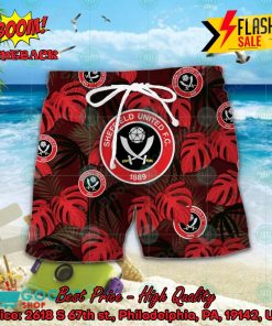 Sheffield United FC Big Logo Tropical Leaves Hawaiian Shirt And Shors