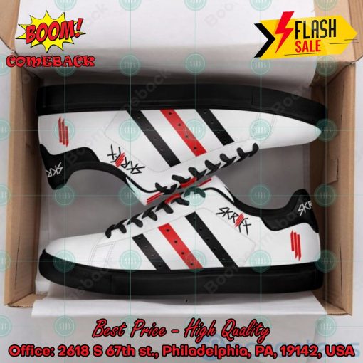 Skrillex Black And Red Stripes Custom Adidas Stan Smith Shoes