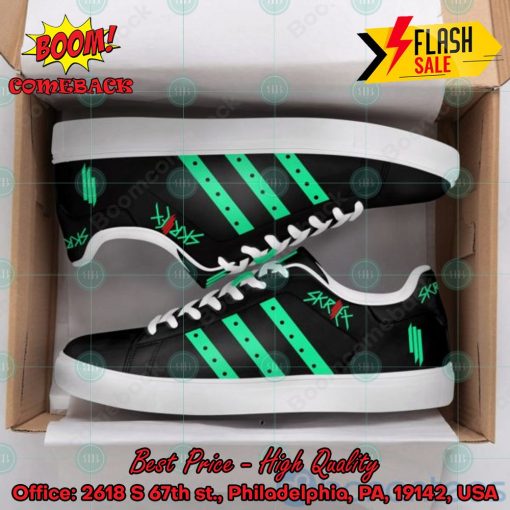 Skrillex Green Stripes Custom Adidas Stan Smith Shoes