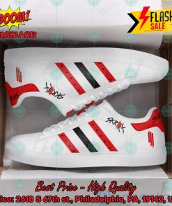 Skrillex Red And Black Stripes Custom Adidas Stan Smith Shoes