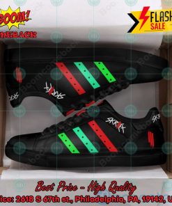 Skrillex Red Green And Green Wrasse Stripes Style 2 Custom Adidas Stan Smith Shoes