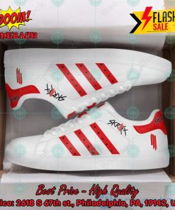 Skrillex Red Stripes Style 1 Custom Adidas Stan Smith Shoes