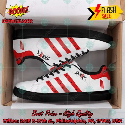 Skrillex Red Stripes Style 1 Custom Adidas Stan Smith Shoes