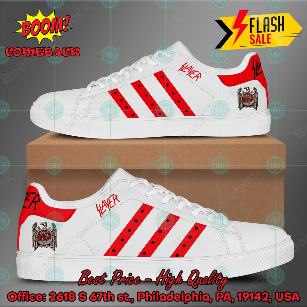 slayer metal band red stripes style 4 custom stan smith shoes 1 Eomvl
