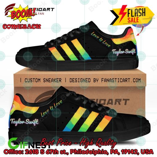 Taylor Swift LGBT Stripes Love Is Love Style 2 Custom Adidas Stan Smith Shoes