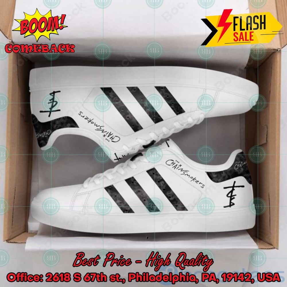 Skrillex White Stripes Style 3 Custom Adidas Stan Smith Shoes