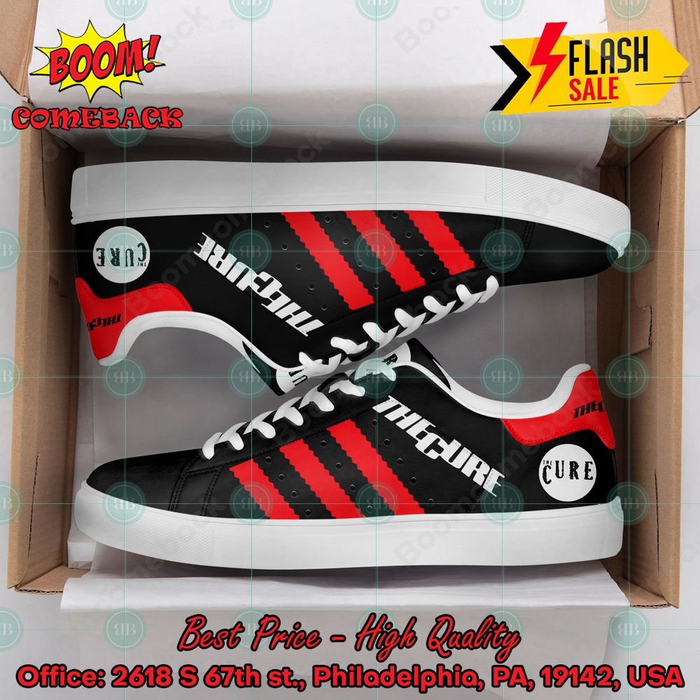 The Cure Rock Band Red Stripes Style 1 Custom Adidas Stan Smith Shoes
